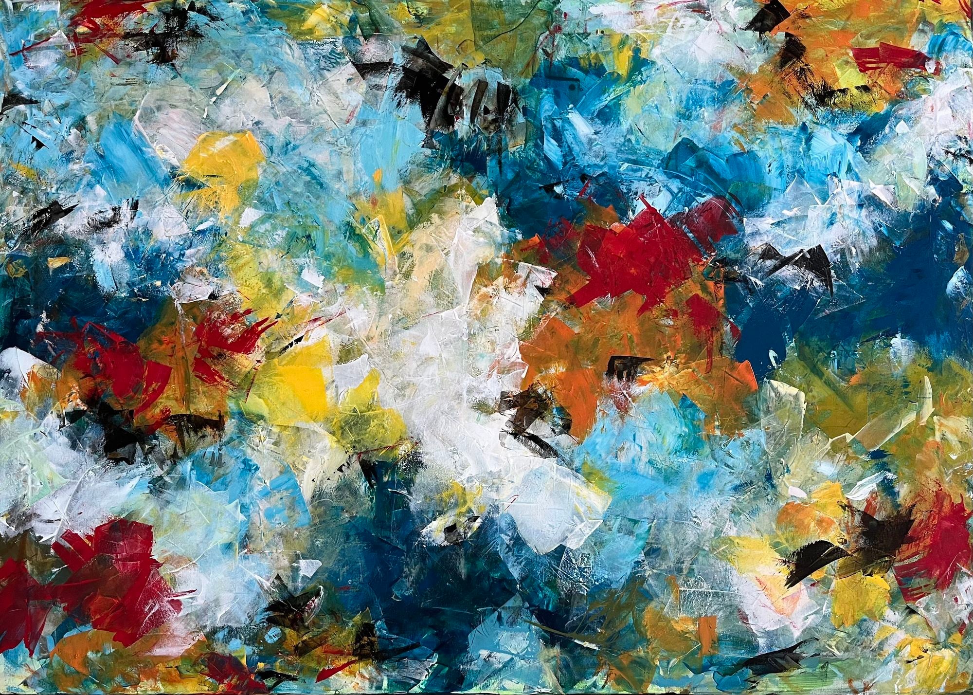 2.	”Forår i luften”. Størrelse 100 cm x 140 cm.