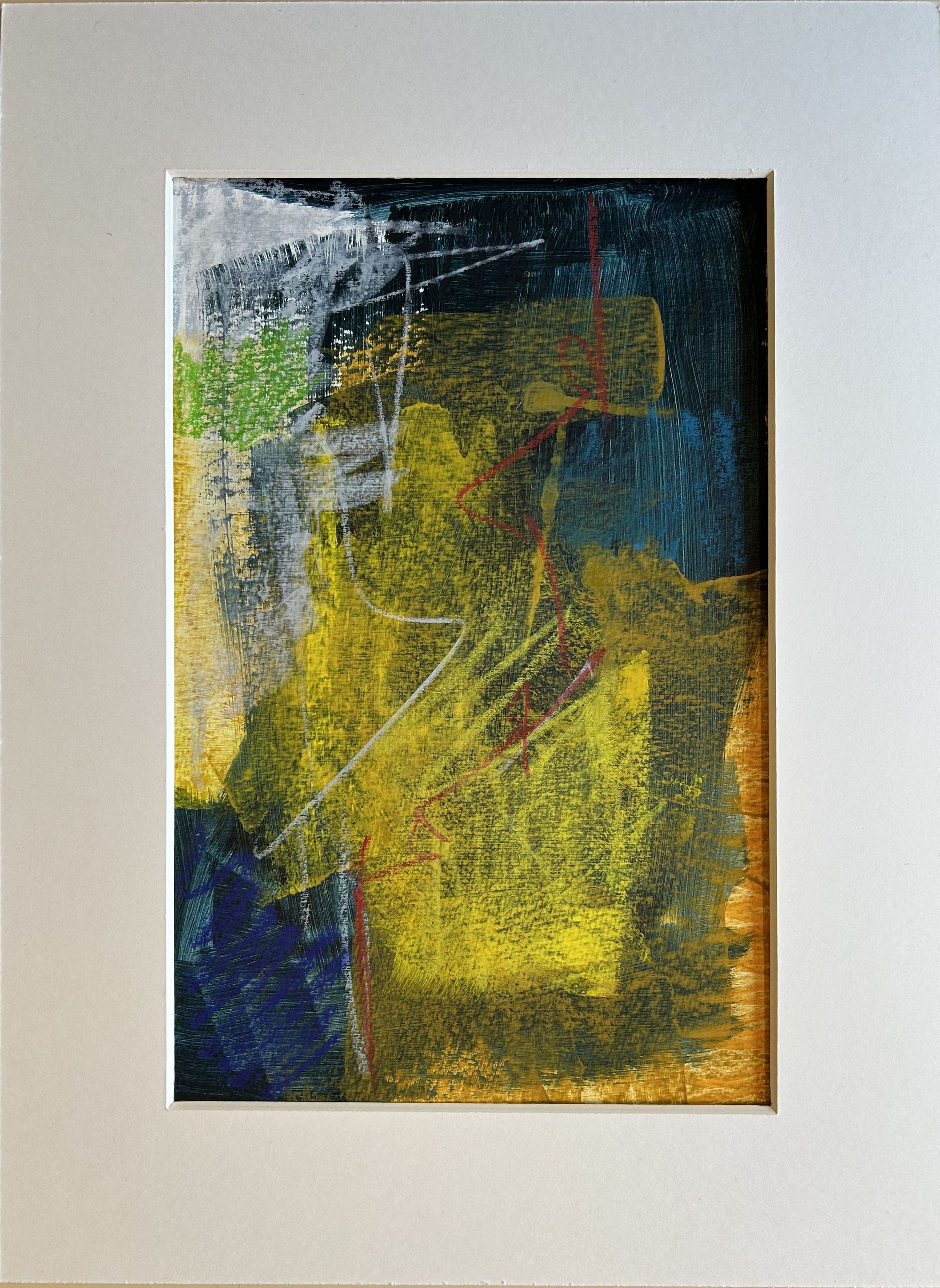 Mixed media på papir i passepartout - 30 x 40 cm