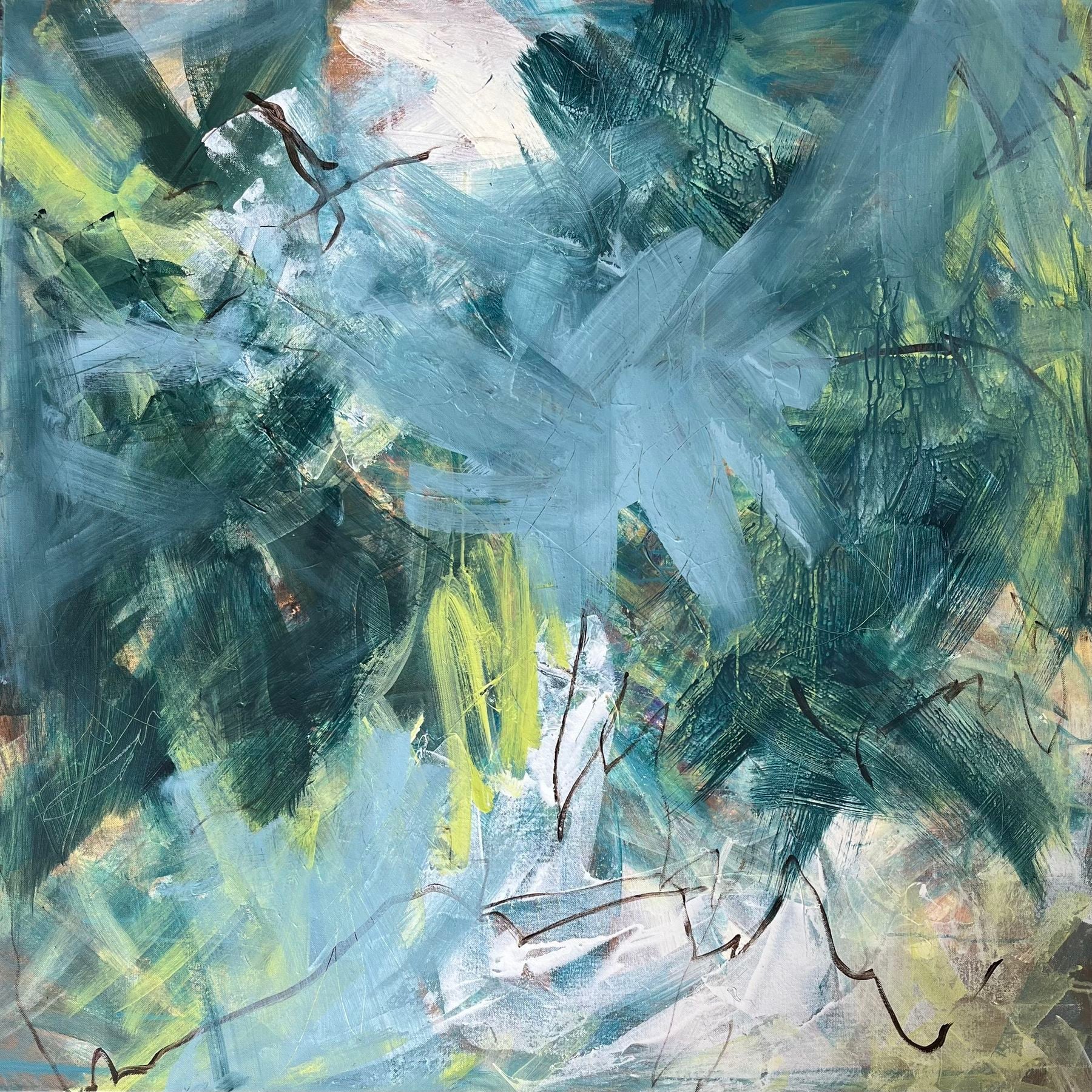 4.	”Pletskud”. Størrelse 100 cm x 100 cm