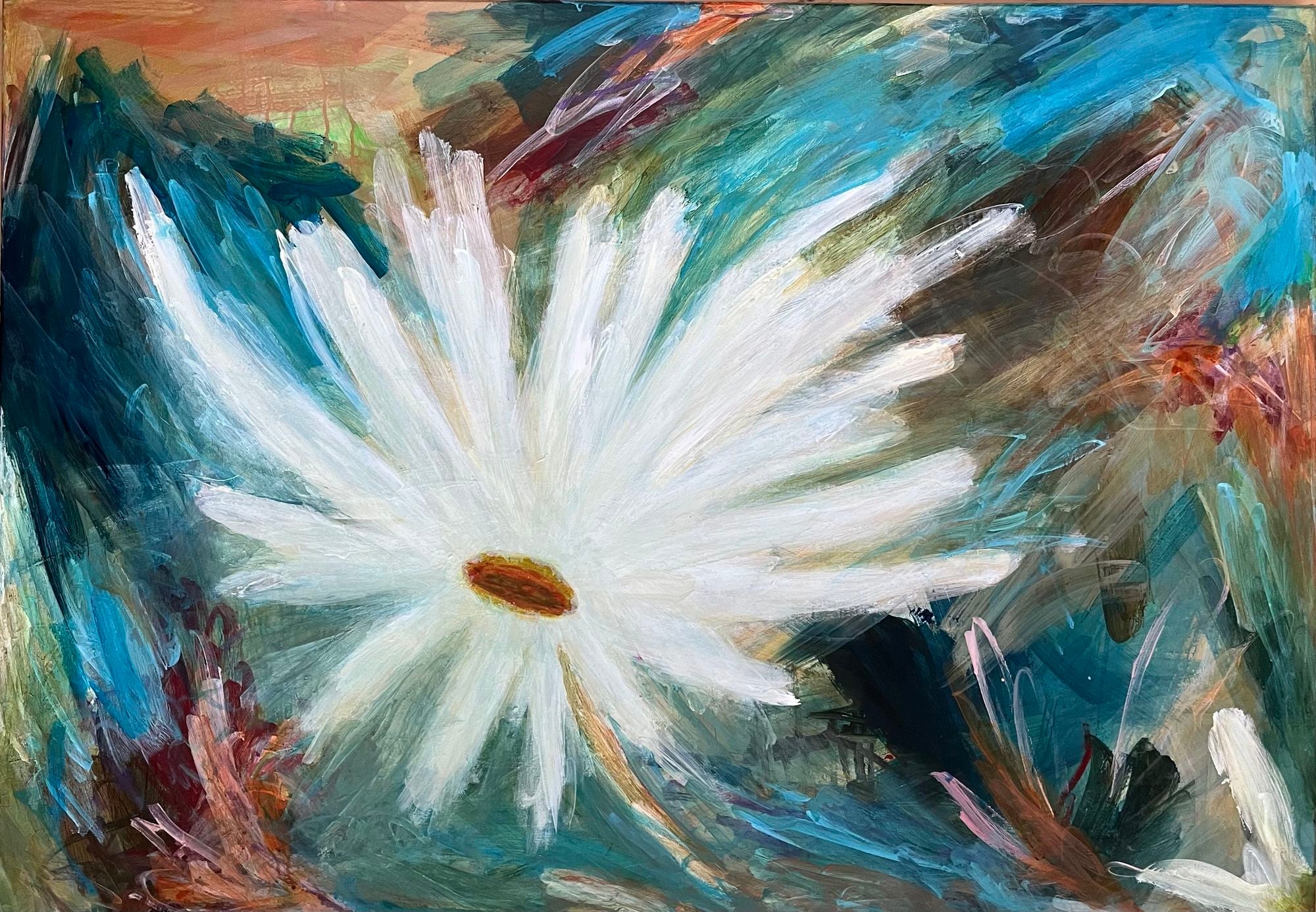 8.	”Flowering – tusindfryd”. Størrelse 70 cm x 100 cm