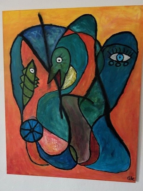 80 x 100 cm inspireret af Cobra stilen