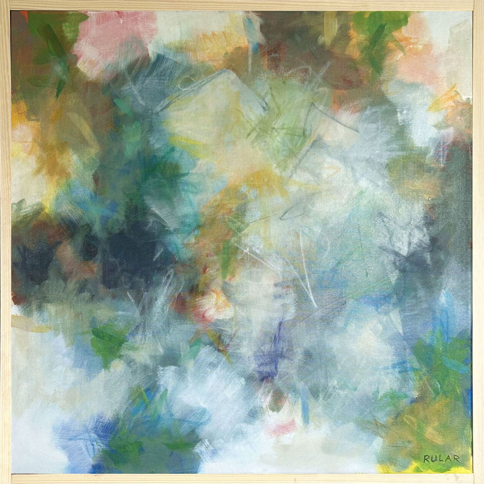 Sommer juli 1. Akrylfarver på lærred. Mål: 60 x 60 cm.