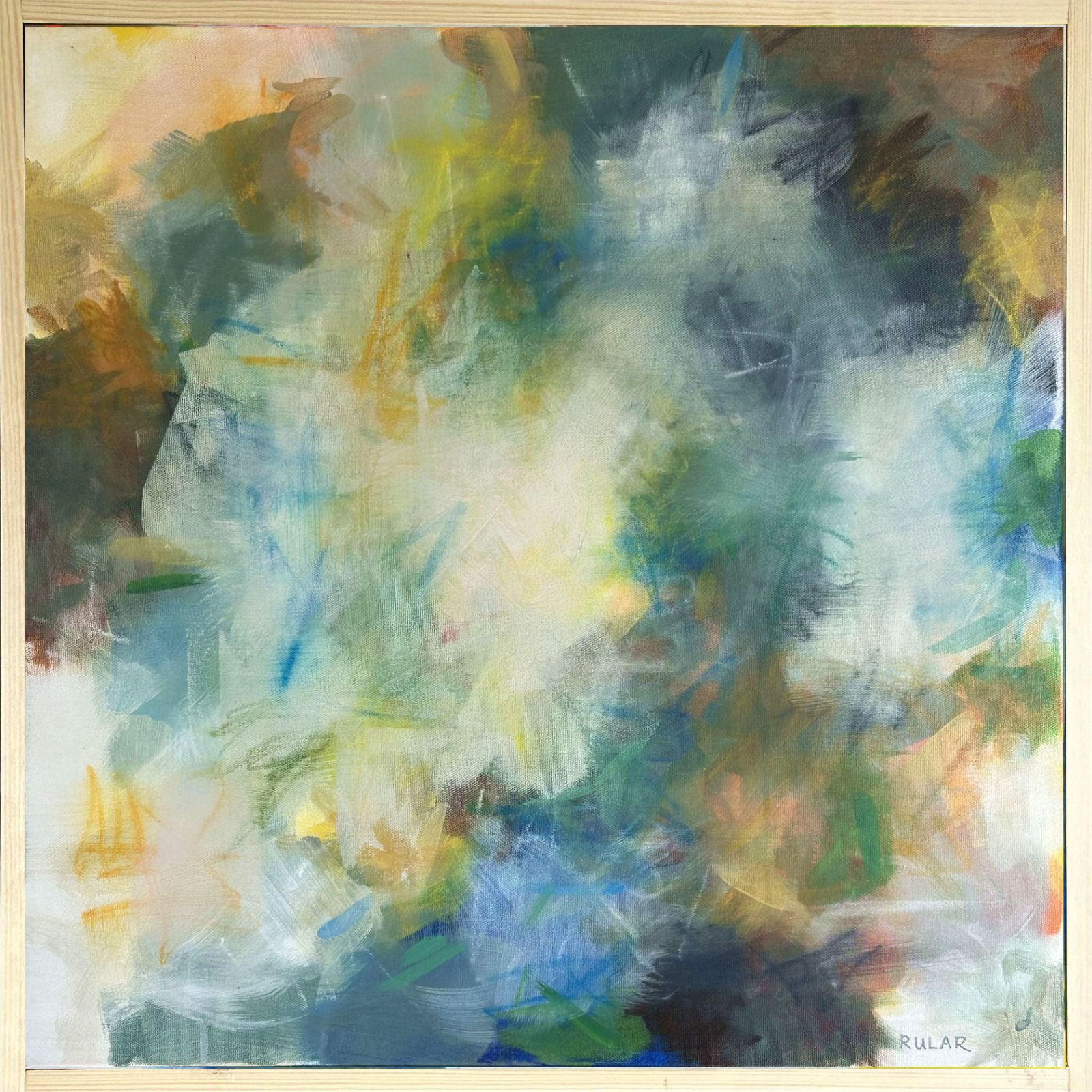 Sommer juli 2. Akrylfarver på lærred. Mål: 60 x 60 cm.