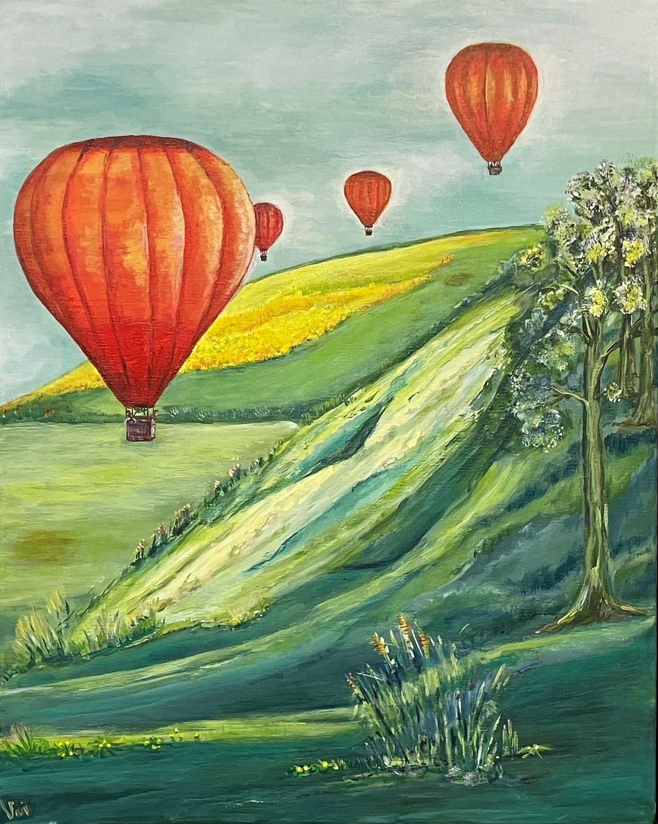 01. Luftballon. Akryl på lærred 40 x 50 cm